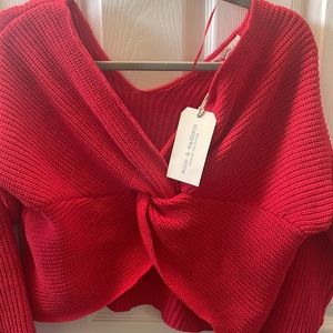 NWT cute red crop top sweater with a nice design